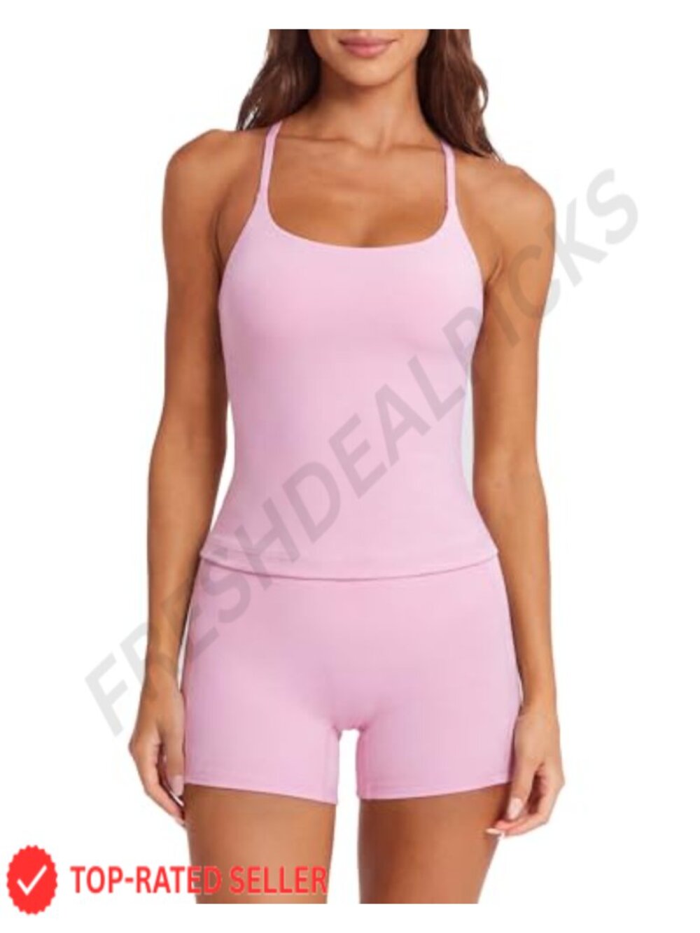 Women's 2 Piece Workout Set Tank Top Biker Shorts with Pockets